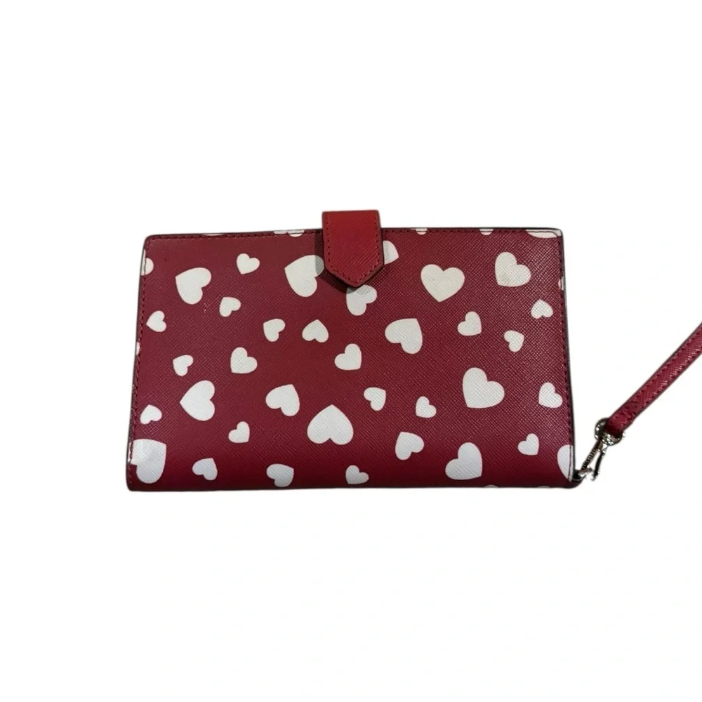 Kate Spade Staci Heart Pop Red & White printed phone wallet wristlet